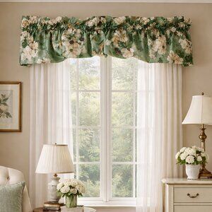 Glynda Turley Magnolia Floral Pouf Valance Southern Traditions Green
